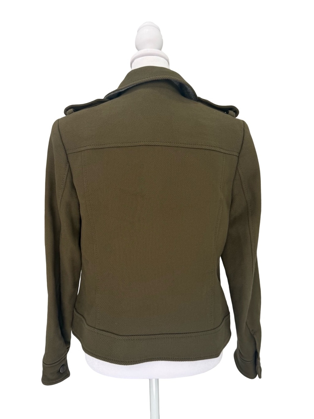 Banana Republic Petite Small Olive Green Double-Breasted Military Peacoat Jacket - Picture 5 of 10